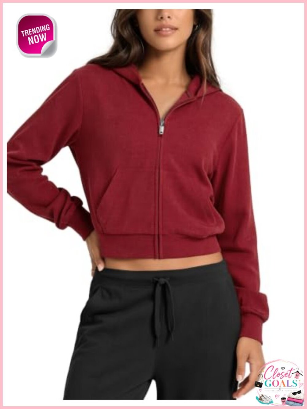 ODODOS Women's Stretch Fleece Full Zip Hoodie Ultra-Soft Cozy Warm Cropped